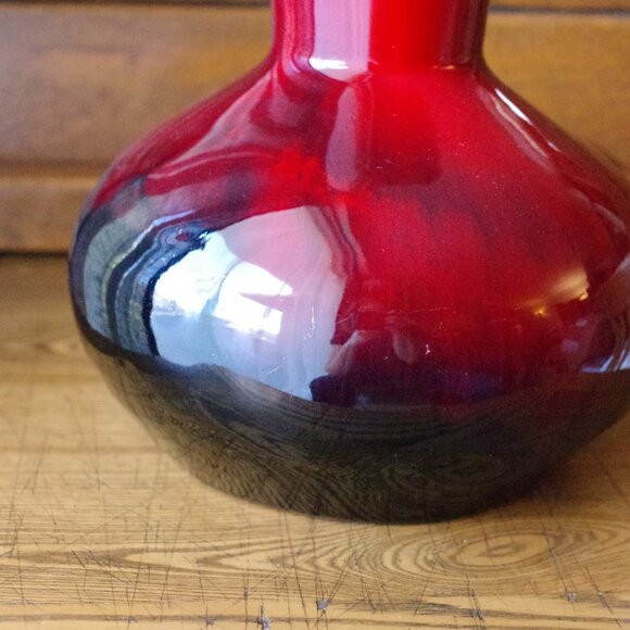 Red and Black Vase, Red Over Black 10" Vase, Danesi Arts Pottery, 1960s Fat Lava - Picture 5 of 6